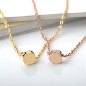 China Stainless Steel Cylindrical pendant necklace, Rose gold, 18K gold Palted Necklace,Simple and elegant Neckalce factory