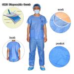 Medical Blue SMS Disposable Hospital Surgical Scrubs For Patients