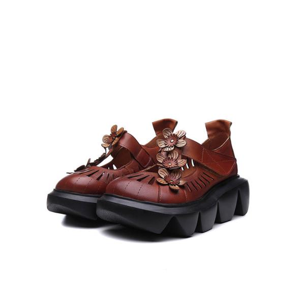 S373 Huizumei New Ethnic Style Flower Thick-Soled Women'S Sandals 2020 Leather