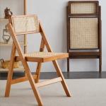 Solid Wood Rattan Frame Natual Rattan Dining Chair Folded Yes for Events in