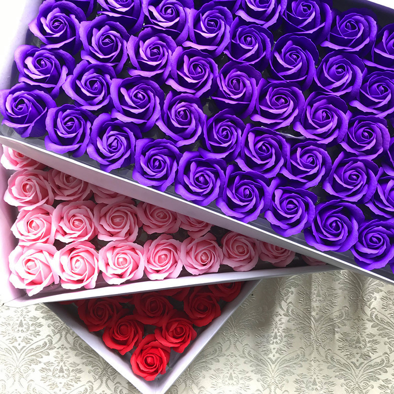 Wholesale Soap Rose Head Artificial Flower 3.5cm 50pcs/box for DIY Wedding Decoration Birthday Holiday