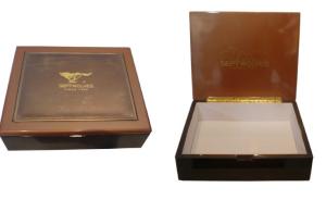 China Customized Wooden Box With Heat Stamping / Laser Logo PU Velet inside for Cigar factory