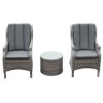 3 Pieces Cozy Time Aluminum Frame Sturdy Outdoor Rattan Chairs