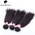 Girl use Tangle-Free European Curly Human Hair extension Can be Dyed