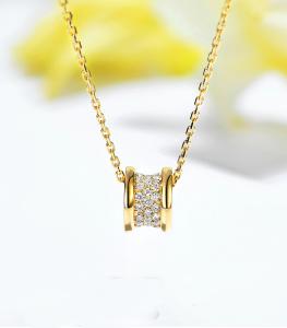 China 9mm Good Luck Charm Necklace 0.35ct 18k Solid Yellow Gold factory