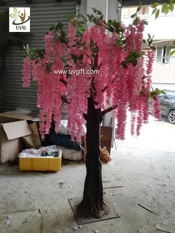 UVG unique wedding ideas decorative small artificial wisteria blossom indoor silk trees for sale WIS019