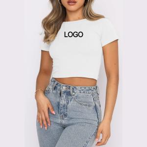 China 2023 Summer Baby Tee Y2k Crop Tops Tee Shirt Sexy Thin Blank Shirt For Woman Sizes M factory