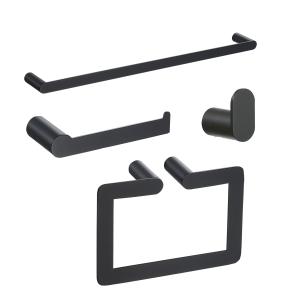 China Black 304 Stainless Steel Bathroom Hardware Towel Holder 4 Piece factory