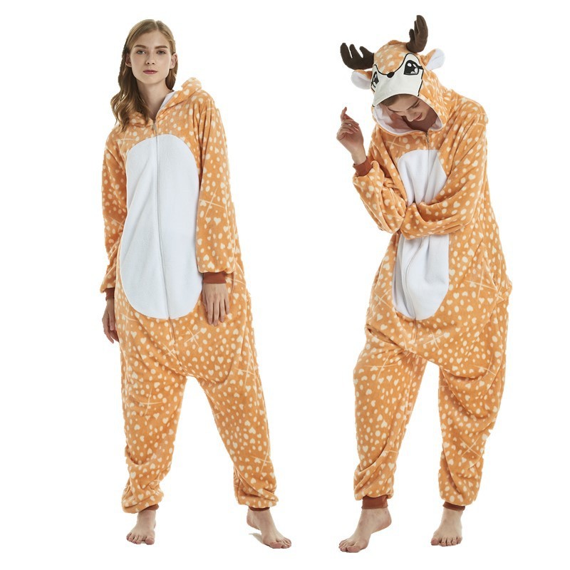 Flannel Romper Animal Printed Oversized Pyjama Hoodie For Men Women Couple
