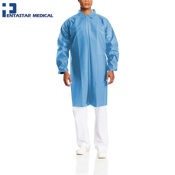 PP Non-Woven Doctor Lab Coat with Elastic or Knitted Cuffs