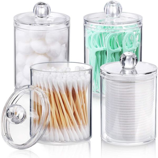 China Clear Plastic Cotton Swab Holder Dispenser For Bathroom factory