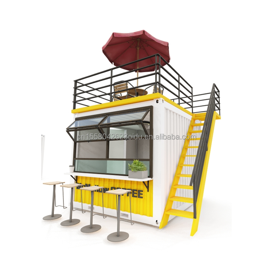 EU 10ft Mini Pop-up Shop Container Coffee Shop Bar Fast-food Restaurant Convenience Store with 50mm Wall Wave Sandwich Panel