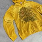 Men's Custom Waffle Knit Zip Hoodie Heavyweight Oversized Distressed Vintage