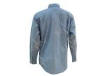 Men's 100%Cotton Chambray Blue Work Shirt Long Sleeve Chest Pockets Detailed