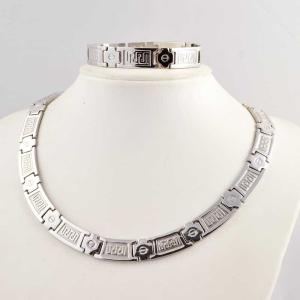 China US Europe Fashion 316L Stainless Steel Bracelet With Matched Necklace Jewelry Set CQS5 factory