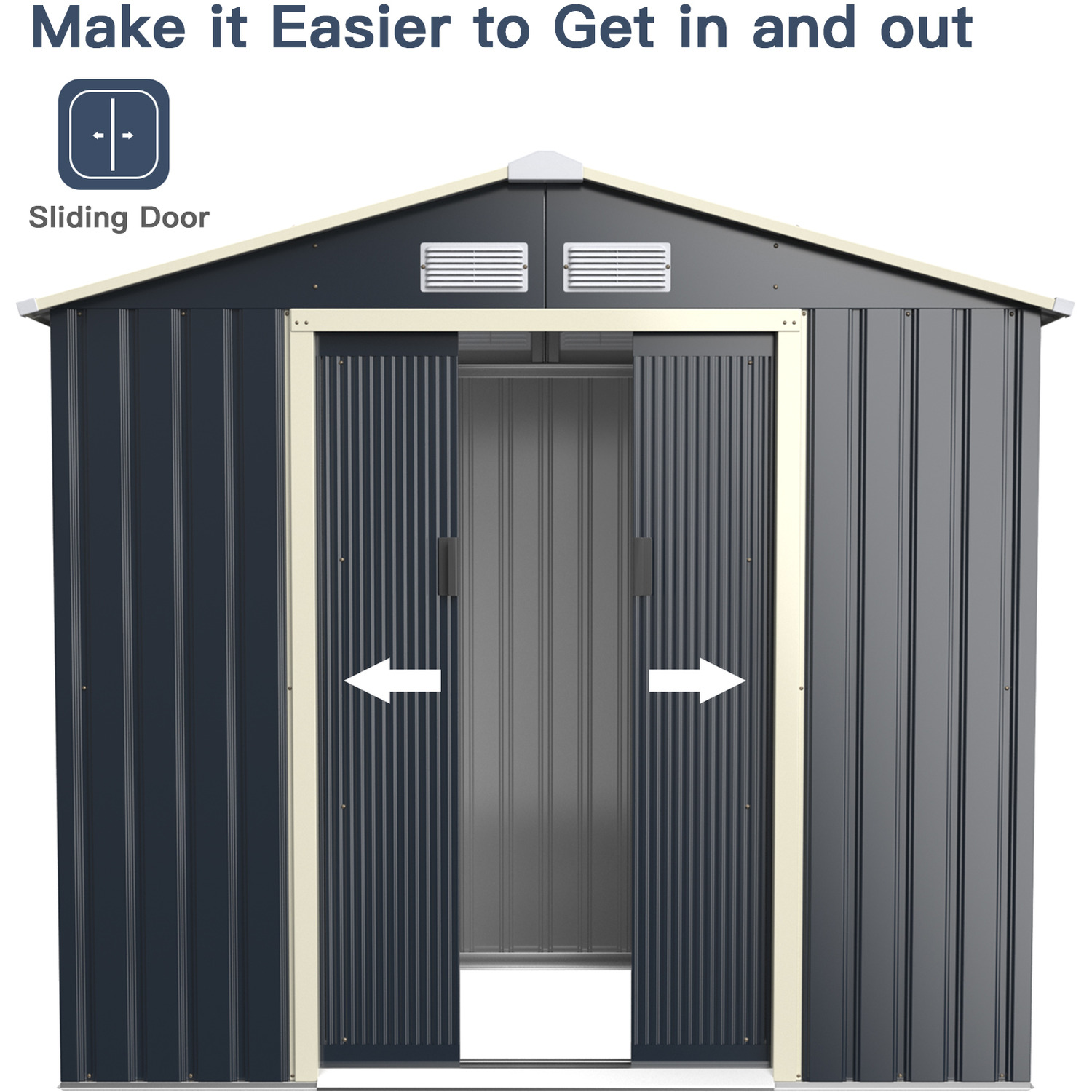 Large Size Metal Garden Building Shed with 4 Vents 43kg Powder Coated Frame by AJUNION