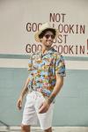 52% Linen Summer Button Up Shirts Mens Short Sleeve Hawaiian Casual Floral