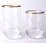Clear Crystal Cylinder Flower Vases Wedding Centerpiece with Gold Rim for home