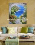 Modern Palette Knife Oil Painting , Scenery Garden Flower Painting Thick Oil