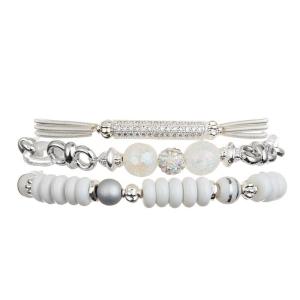 China Lady Zircon Metal Bar Bracelet Handmade Sparkle Silver Color With Spring factory