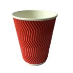 Red Hot Coffee Paper Cup Aqueous Coated Ripple Wall 12 Oz Paper Cups