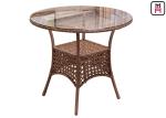 4 Seater Outdoor Restaurant Tables With Rattan Metal Frame D80* H72 Cm