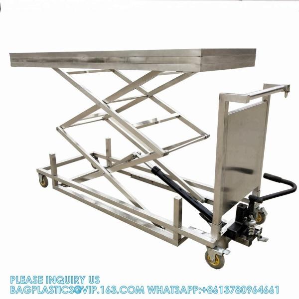 304 Stainless Steel Cadaver Trolley Lift Mortuary Morgue Hydraulic Body Lifter