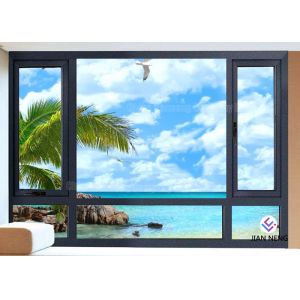 Vertical Opening Pattern Aluminum Casement Windows With Security System