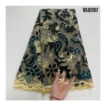 high quality tulle lace with velvet lace fabric flower embroidered with sequins