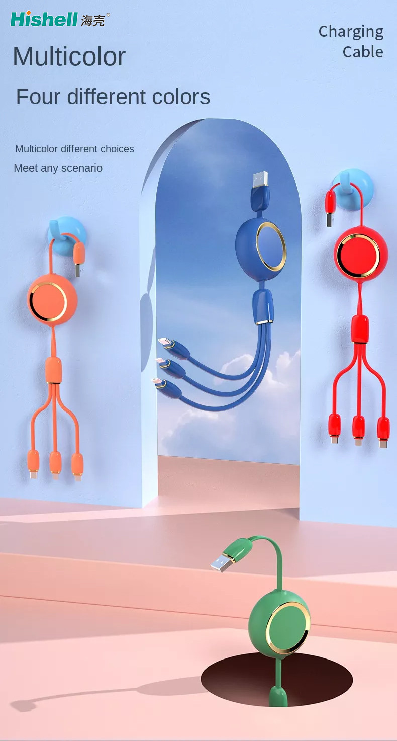 Anti Abrasion Retractable Cell Phone Cord Charger Multicolor Durable