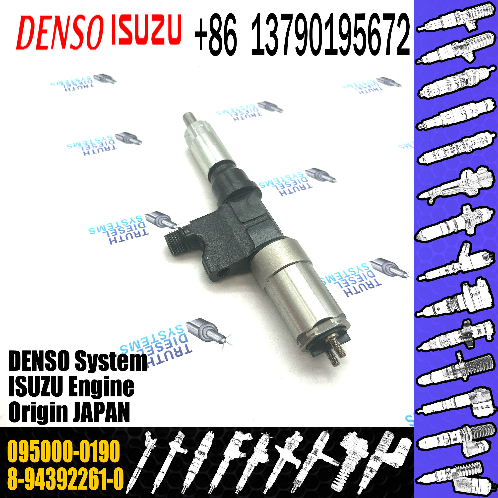 Common Rail Diesel Fuel Injector 095000-0190 8-94392261-0 095000-0140 095000-0146