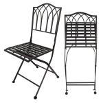 Outdoor Bistro Garden Cafe High Back White Wrought Iron Metal Folding Chair for