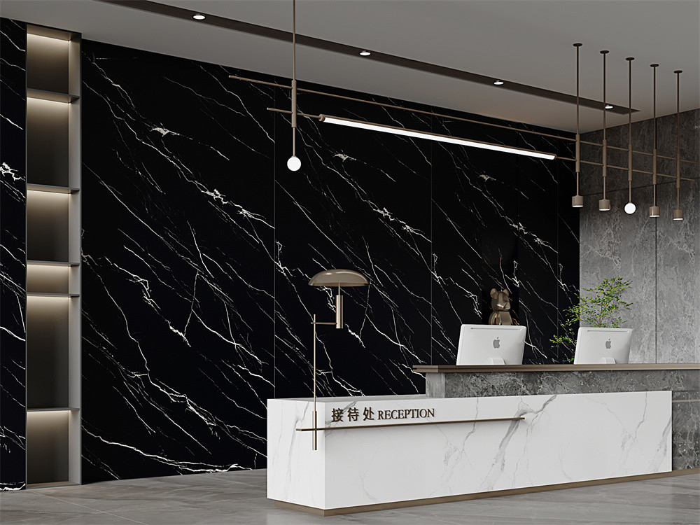 Black 160x320cm Indoor Wall And Floor Matte Glazed Porcelain Sintered Stone Slab For Home Decor
