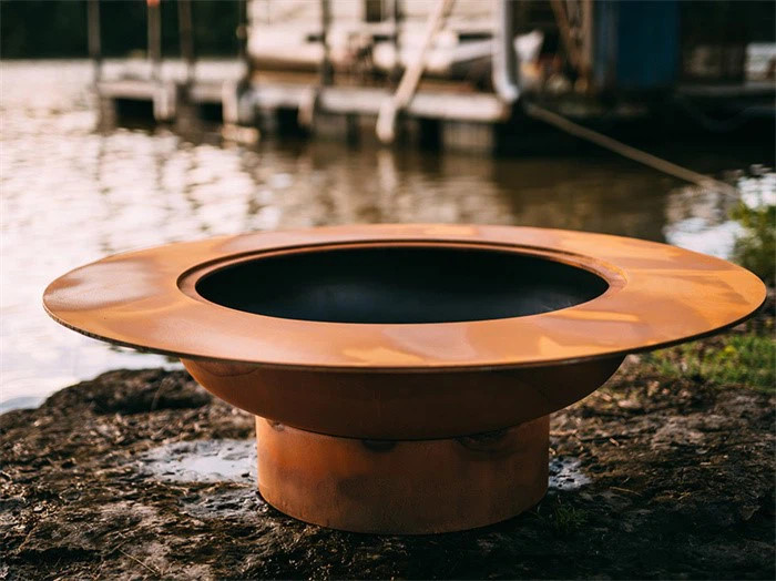 Charcoal Wood Burning Carbon Corten Steel BBQ Firepit Backyard Outdoor