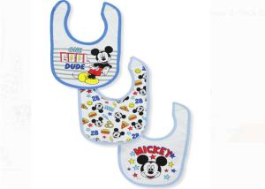 China Disney Mickey Mouse Baby Feeding Bibs Cotton Jersey / Terry Backing 3 Pack factory