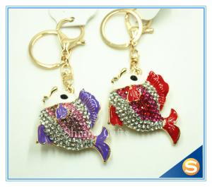 China Lovely Goldfish Fish Cute Crystal Rhinestone Charm Pendant Purse Car Key Ring Keychain Party Favorite factory