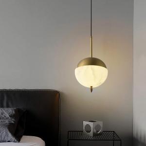 China Luxury Nordic Marble Pendant Light Home Decoration Villa Living Room Spherical Chandelier Bedroom Coffee Shop Alabaster Lamp factory