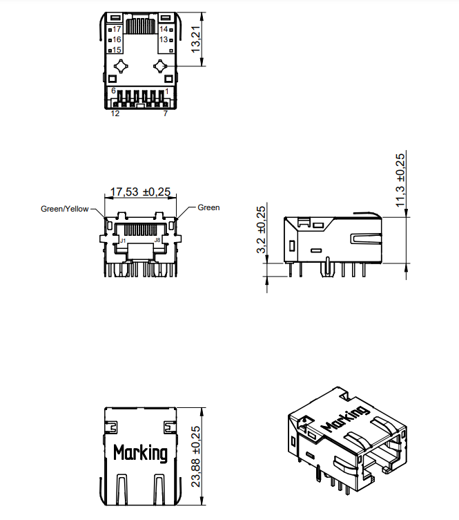 10GBASE-T RJ45 Connector With Integrated Transformer For HDBaseT Applications 7499611422