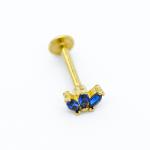 Gold Plated Lip Piercing Labret Stud 316 Stainless Steel 14G 12mm