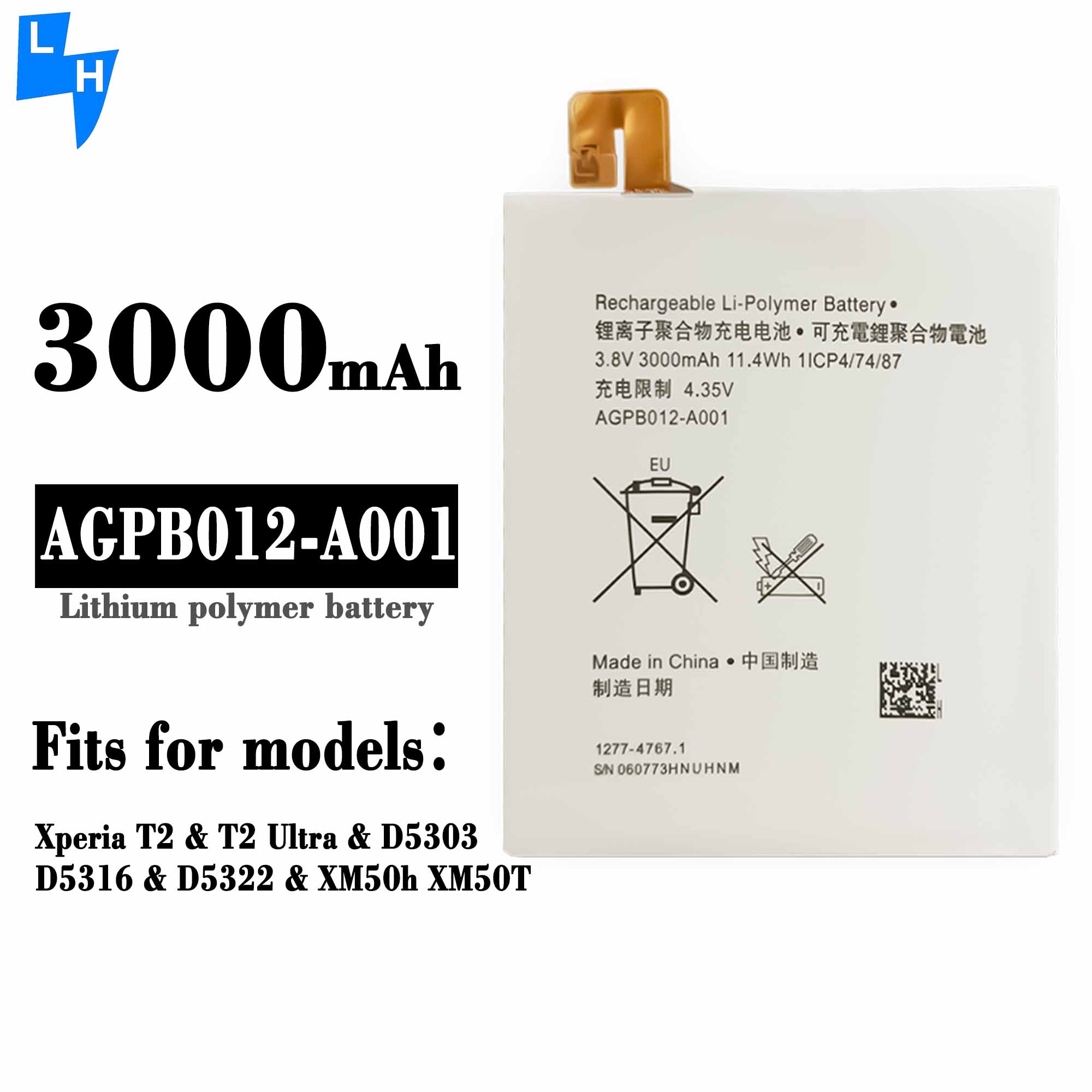 AGPB012-A001 Battery for Sony Xperia Z5 Dual E6883 E6853 Z5 Plus 3430mAh 3.8V in Black