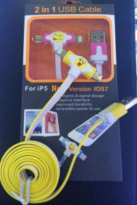 China 2 in 1 flat mobile phone cable factory
