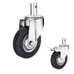 Soft 5" Rubber Casters Black Wheel Swivel Stem 176lbs Capacity