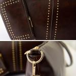 Retro Vintage Women's Handbag quality 3pcs in 1 set bag brown bolso blanco