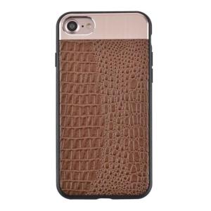 China PC+TPU+Metal Simple Business Splicing Crocodile Pattern Back Cover Cell Phone Case For iPhone 7 6s Plus factory