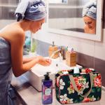 Floral Oxford Cosmetic Toiletry Bag For Women