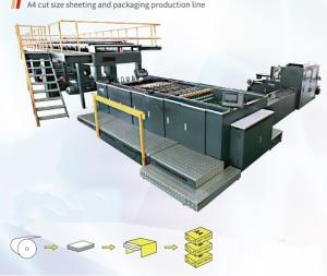 China Automatic High-speed A4 Paper Sheeting &amp; Ream Packaging Line, 500 sheets per ream, for 2-roll or 4-roll factory