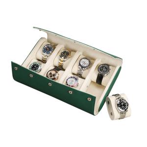 China Custom Genuine Leather 8 Slots Watch Roll Travel Case Leather Watch Storage Organizer Box Case factory