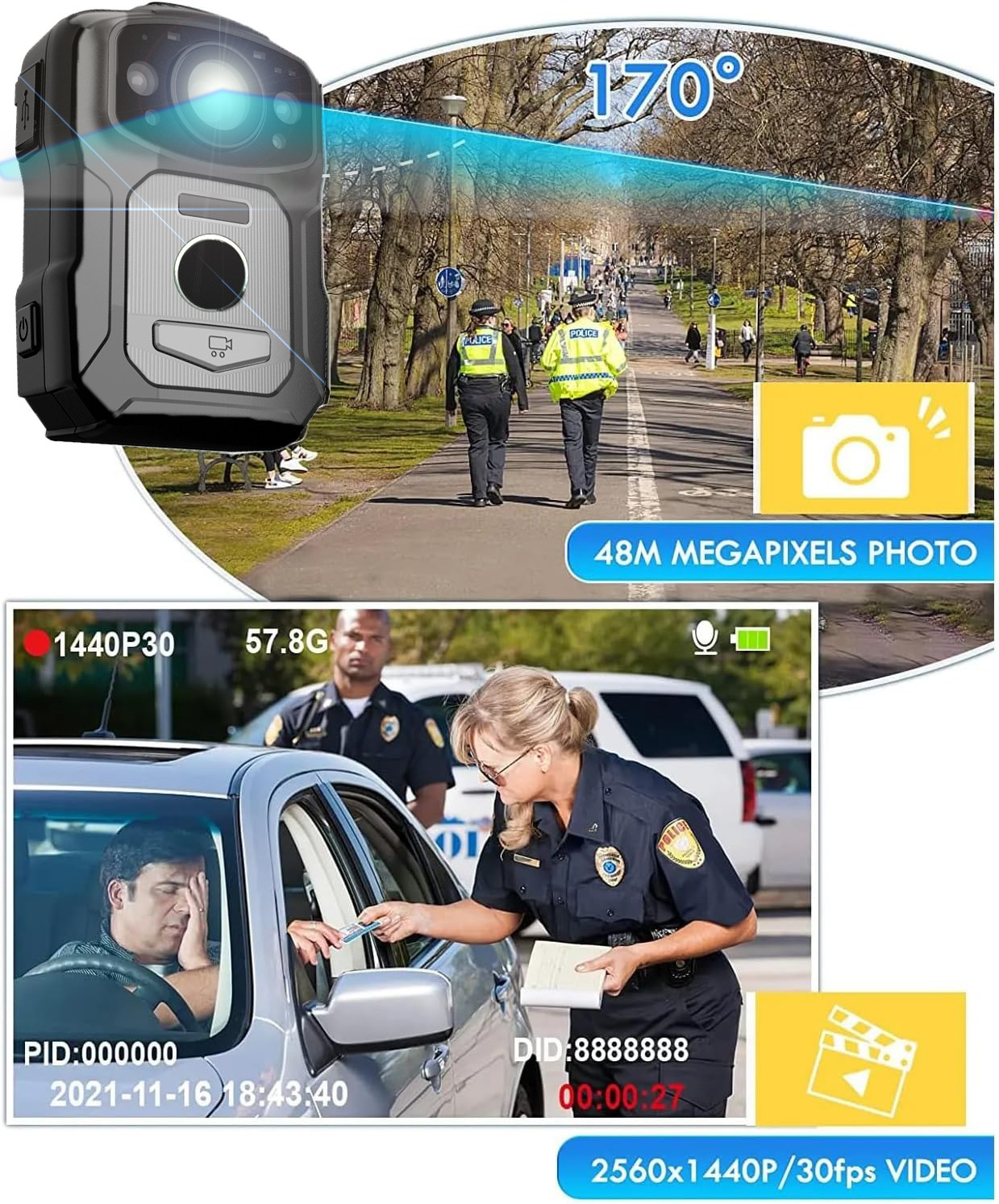 128G Storage 4K Body Camera with 2MP Sensor for Challenging Environments