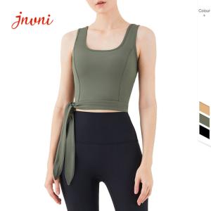 China High Impact Lace Up Yoga Tank Top Push Up Fashion U Back Gym Crop Top factory