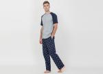 Two Piece Mens Luxury Sleepwear 100% Combed Cotton Jersey Pyjamas Classic Style